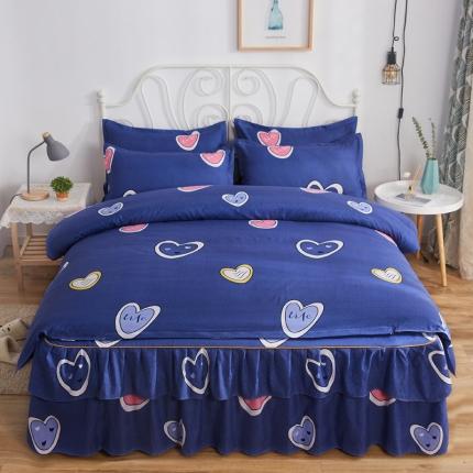 91家纺网 家纺一手货源 找家纺 （总）优家居 2025新款芦荟棉床裙四件套韩版公主风花边三件套双层边床罩床笠床单被套外贸直播爆款