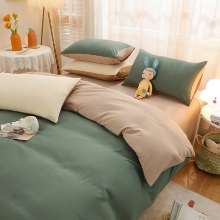 91家纺网 家纺一手货源 找家纺 （总）家贝爱 2022新款升级款无印风轻奢水洗棉磨毛四件套