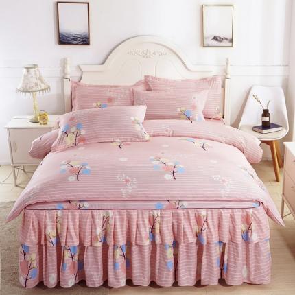 91家纺网 家纺一手货源 找家纺 优家居 2025新款芦荟棉床裙四件套韩版公主风花边三件套双层边床罩床笠床单被套外贸直播爆款一米阳光