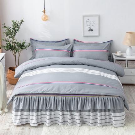 91家纺网 家纺一手货源 找家纺 优家居 2025新款芦荟棉床裙四件套韩版公主风花边三件套双层边床罩床笠床单被套外贸直播爆款遇见