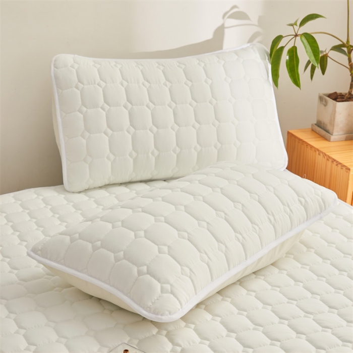 91家纺网 家纺一手货源 找家纺 雯豆 2022新款磨毛夹棉床笠纯色印花芦荟棉床垫保护垫 白色