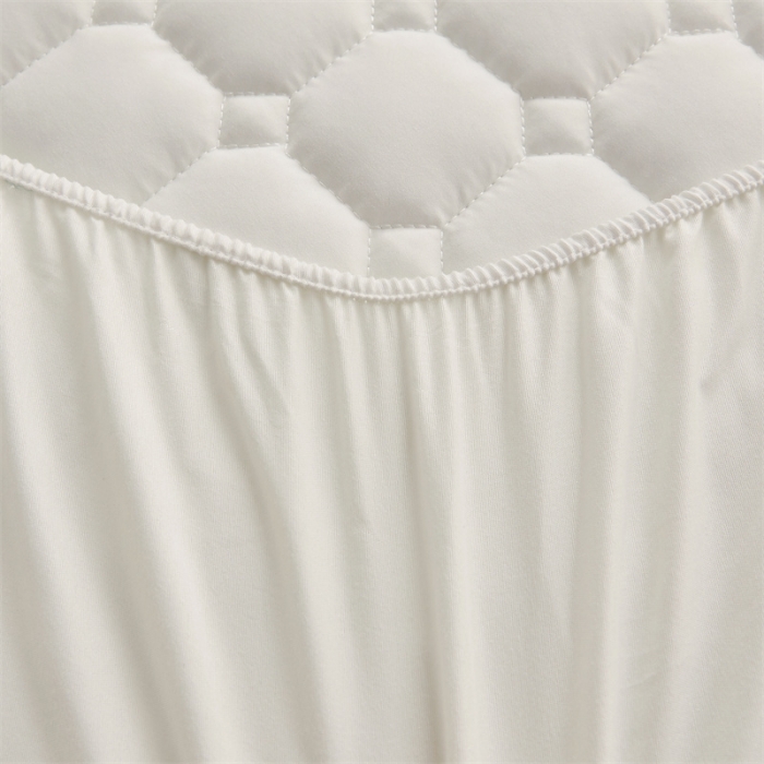 91家纺网 家纺一手货源 找家纺 雯豆 2022新款磨毛夹棉床笠纯色印花芦荟棉床垫保护垫 白色