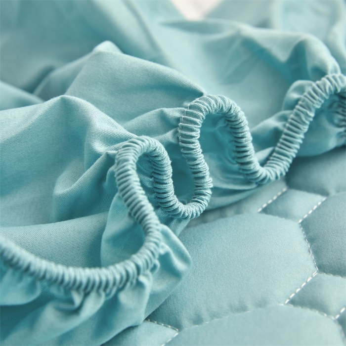 91家纺网 家纺一手货源 找家纺 雯豆 2022新款磨毛夹棉床笠纯色印花芦荟棉床垫保护垫 翡翠绿