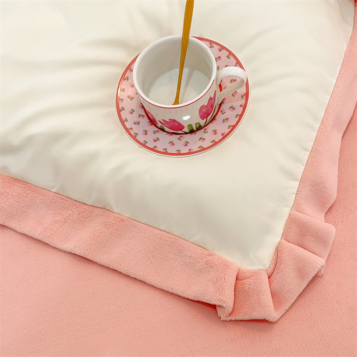 91家纺网 家纺一手货源 找家纺 （总）眠帛家居 2022新款水洗棉拼牛奶绒绣花四件套