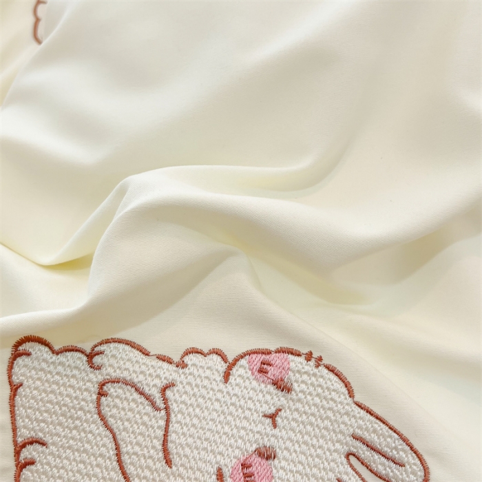 91家纺网 家纺一手货源 找家纺 （总）眠帛家居 2022新款水洗棉拼牛奶绒绣花四件套