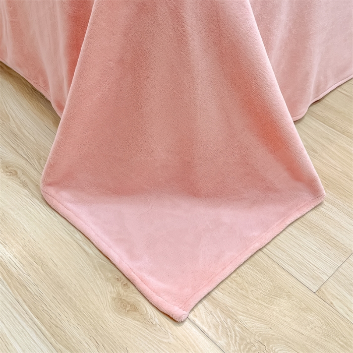 91家纺网 家纺一手货源 找家纺 眠帛家居 2022新款水洗棉拼牛奶绒绣花四件套 可爱兔-奶油粉