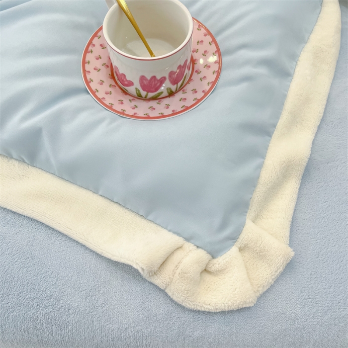 91家纺网 家纺一手货源 找家纺 眠帛家居 2022新款水洗棉拼牛奶绒绣花四件套 小太阳-奶油兰