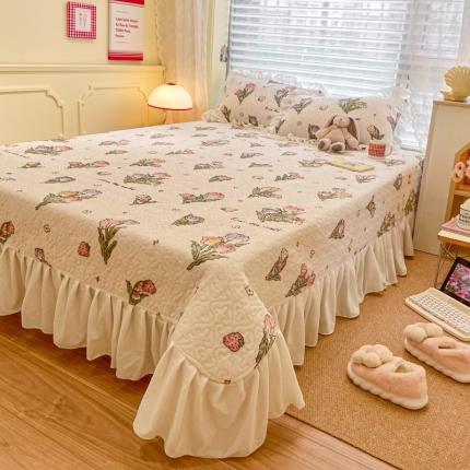 91家纺网 家纺一手货源 找家纺 （总）柒月 2022新品田园风加厚保暖牛奶绒单品床盖