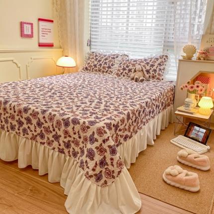 91家纺网 家纺一手货源 找家纺 （总）柒月 2022新品田园风加厚保暖牛奶绒单品床盖