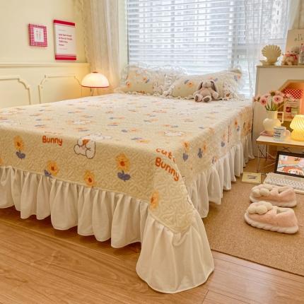 91家纺网 家纺一手货源 找家纺 （总）柒月 2022新品田园风加厚保暖牛奶绒单品床盖