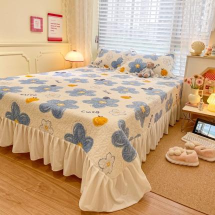 91家纺网 家纺一手货源 找家纺 （总）柒月 2022新品田园风加厚保暖牛奶绒单品床盖