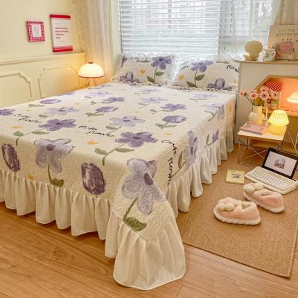 91家纺网 家纺一手货源 找家纺 （总）柒月 2022新品田园风加厚保暖牛奶绒单品床盖