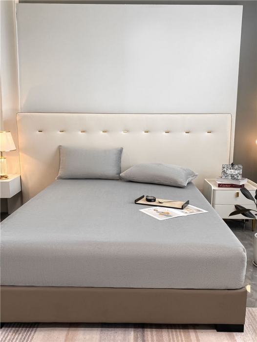 91家纺网 家纺一手货源 找家纺 （总）古吉梦 2022年新款牛奶绒纯色床笠三件套