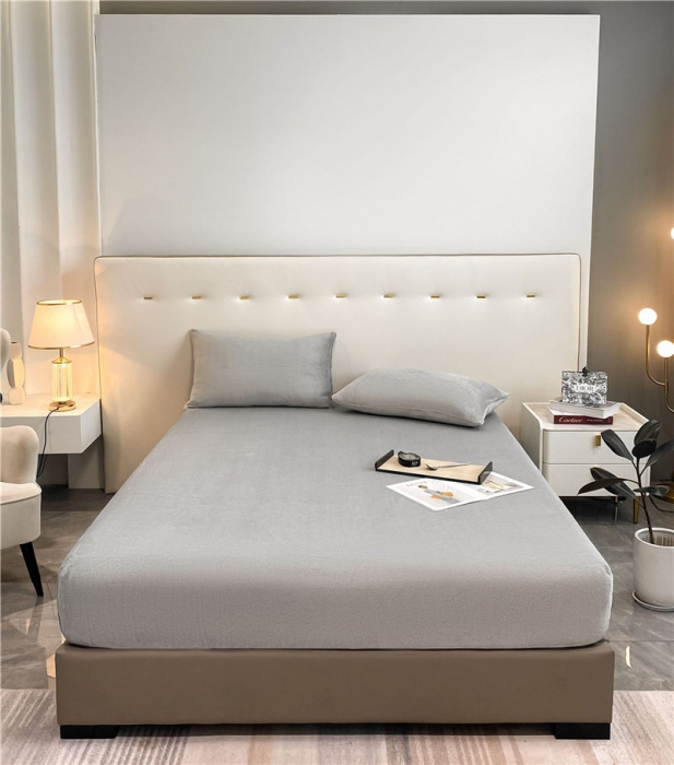 91家纺网 家纺一手货源 找家纺 （总）古吉梦 2022年新款牛奶绒纯色床笠三件套