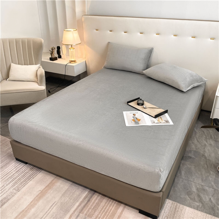 91家纺网 家纺一手货源 找家纺 （总）古吉梦 2022年新款牛奶绒纯色床笠三件套