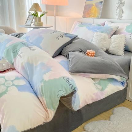 91家纺网 家纺一手货源 找家纺 麦瑞家纺 2024新款棉加绒印花四件套 棉绒-梦的旋律