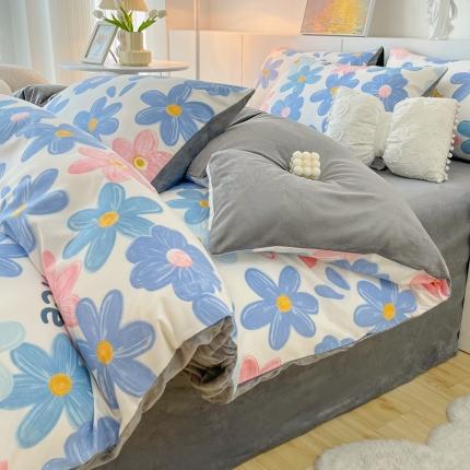 91家纺网 家纺一手货源 找家纺 麦瑞家纺 2024新款棉加绒印花四件套 棉绒-十里桃花