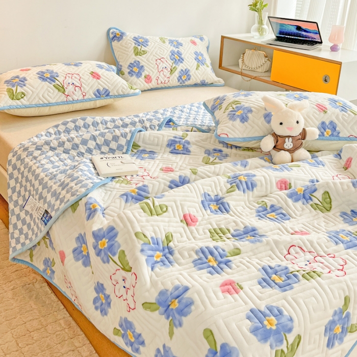 91家纺网 家纺一手货源 找家纺 羽爱 2024新款棉加绒床盖套件 洛可可