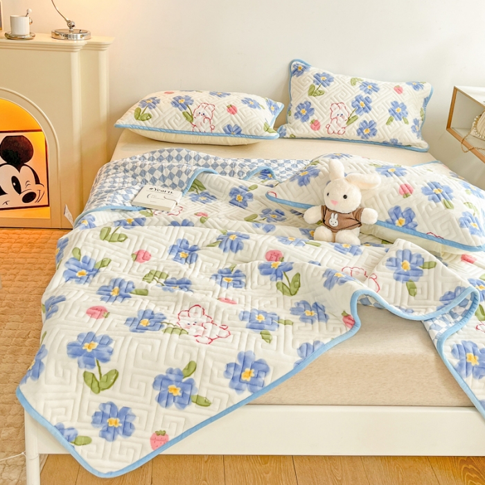 91家纺网 家纺一手货源 找家纺 羽爱 2024新款棉加绒床盖套件 洛可可