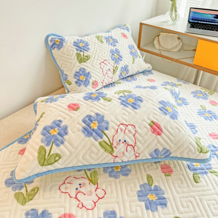 91家纺网 家纺一手货源 找家纺 羽爱 2024新款棉加绒床盖套件 洛可可