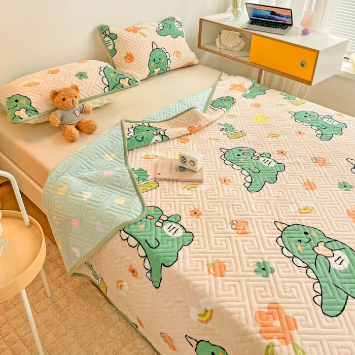 91家纺网 家纺一手货源 找家纺 羽爱 2024新款棉加绒床盖套件 元气恐龙