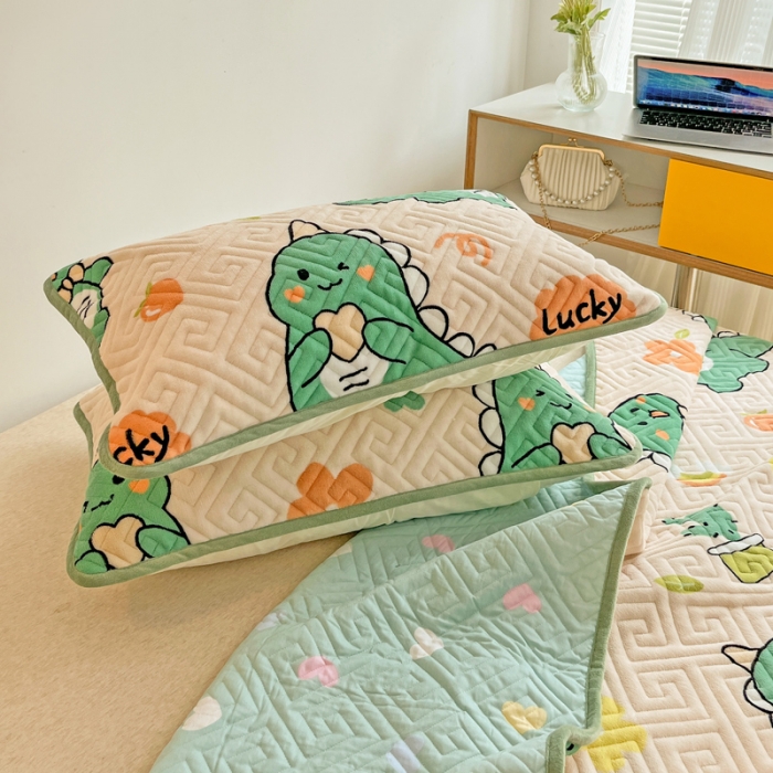 91家纺网 家纺一手货源 找家纺 羽爱 2024新款棉加绒床盖套件 元气恐龙