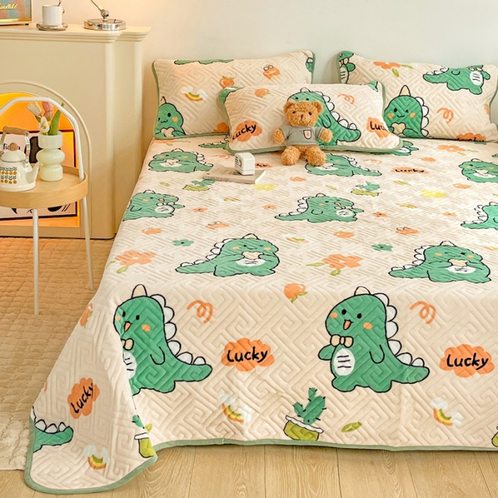 91家纺网 家纺一手货源 找家纺 羽爱 2024新款棉加绒床盖套件 元气恐龙