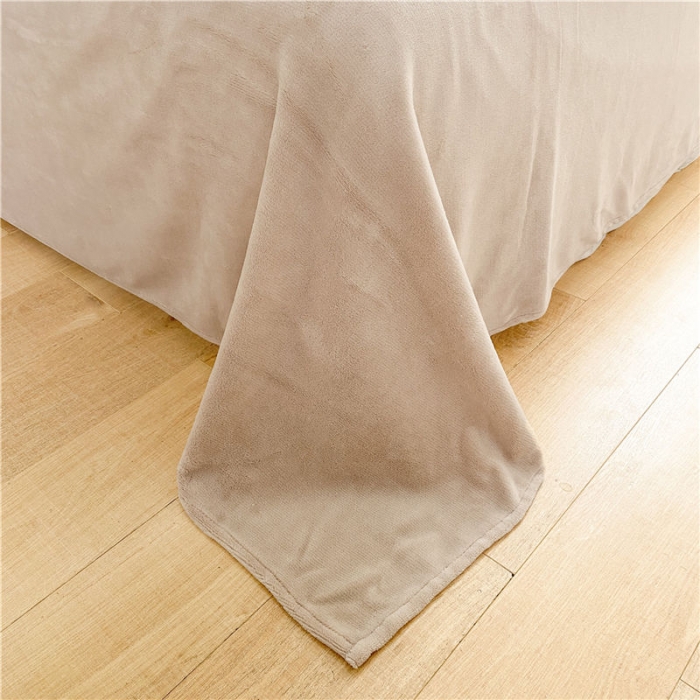 91家纺网 家纺一手货源 找家纺 古吉梦 2022新款A类高克重华夫格雕花绒四件套 华夫格-玫瑰粉+卡其