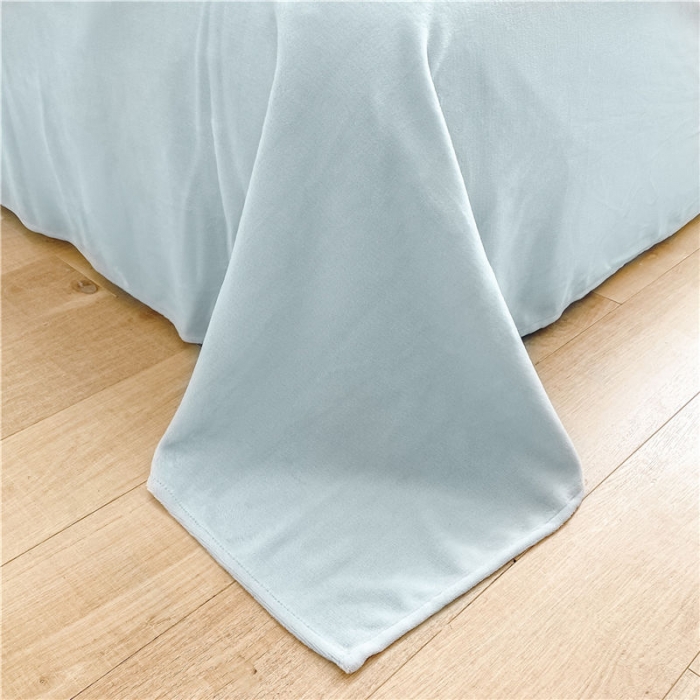 91家纺网 家纺一手货源 找家纺 古吉梦 2022新款A类高克重华夫格雕花绒四件套 华夫格-奶黄+天空蓝