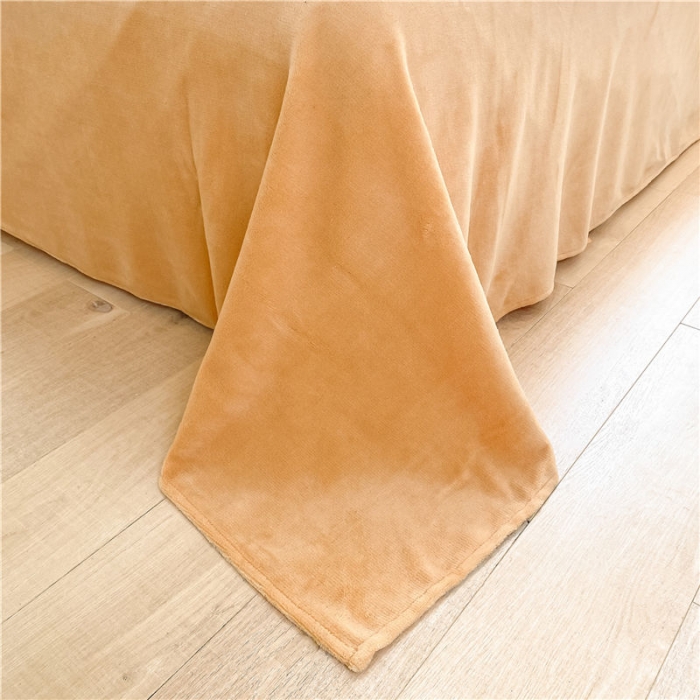 91家纺网 家纺一手货源 找家纺 古吉梦 2022新款A类高克重华夫格雕花绒四件套 华夫格-浅石兰+橘黄