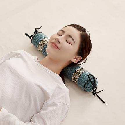 91家纺网 家纺一手货源 找家纺 乐可 2022新款竹节麻护颈圆柱枕50*8cm 翡翠绿