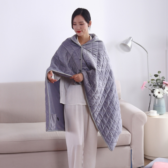 91家纺网 家纺一手货源 找家纺 暖居 2024新款欧盟标准CE认证Usp披肩暖身毯 灰色