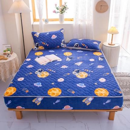 91家纺网 家纺一手货源 找家纺 小虾米 2022新款大床牛奶绒夹棉床笠 遨游太空