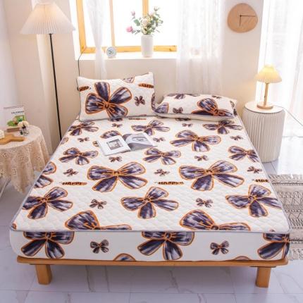 91家纺网 家纺一手货源 找家纺 小虾米 2022新款大床牛奶绒夹棉床笠 蝶恋花