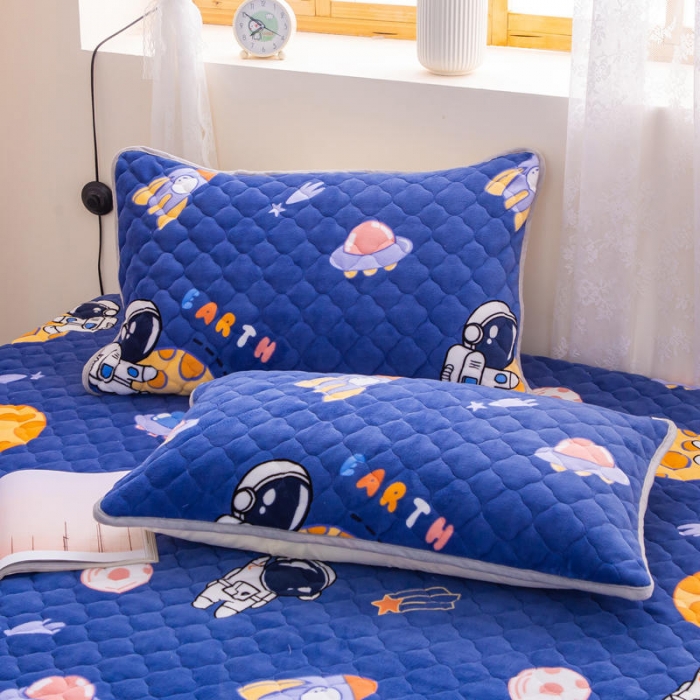 91家纺网 家纺一手货源 找家纺 小虾米 2022新款大床牛奶绒夹棉床笠 遨游太空