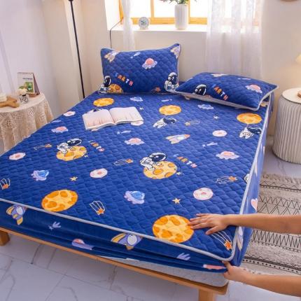 小虾米 2022新款大床牛奶绒夹棉床笠 遨游太空