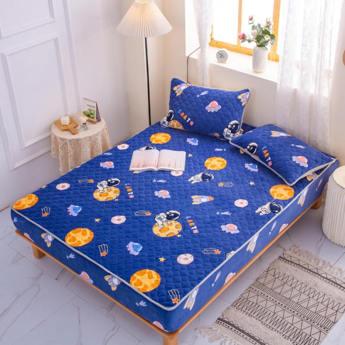 91家纺网 家纺一手货源 找家纺 小虾米 2022新款大床牛奶绒夹棉床笠 遨游太空