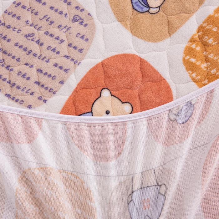 91家纺网 家纺一手货源 找家纺 小虾米 2022新款大床牛奶绒夹棉床笠 波点小熊