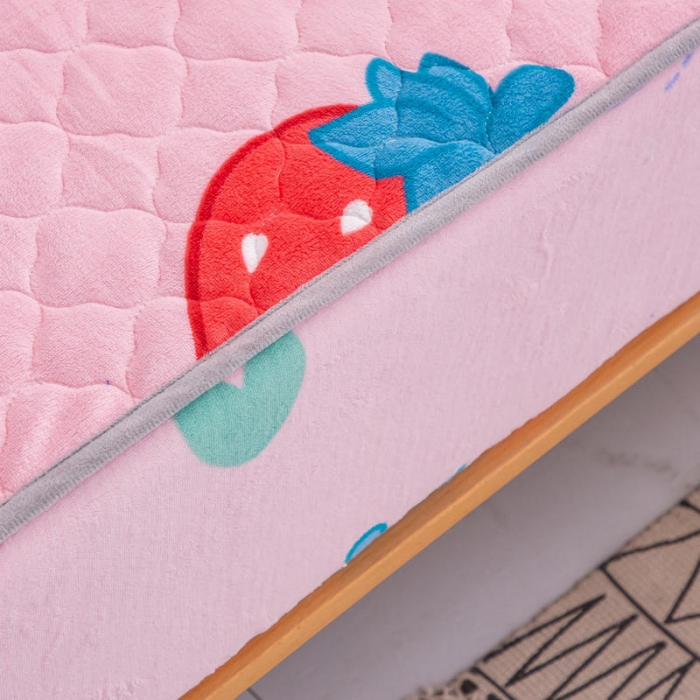 91家纺网 家纺一手货源 找家纺 小虾米 2022新款大床牛奶绒夹棉床笠 草莓粉