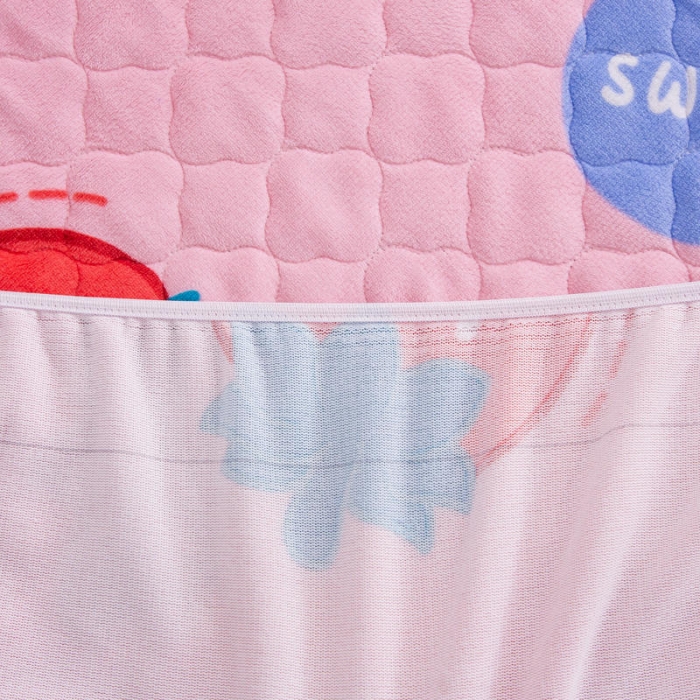 91家纺网 家纺一手货源 找家纺 小虾米 2022新款大床牛奶绒夹棉床笠 草莓粉