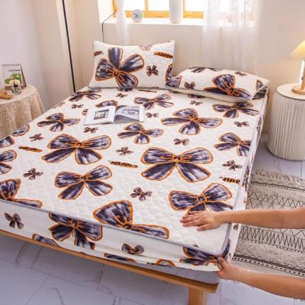 小虾米 2022新款大床牛奶绒夹棉床笠 蝶恋花