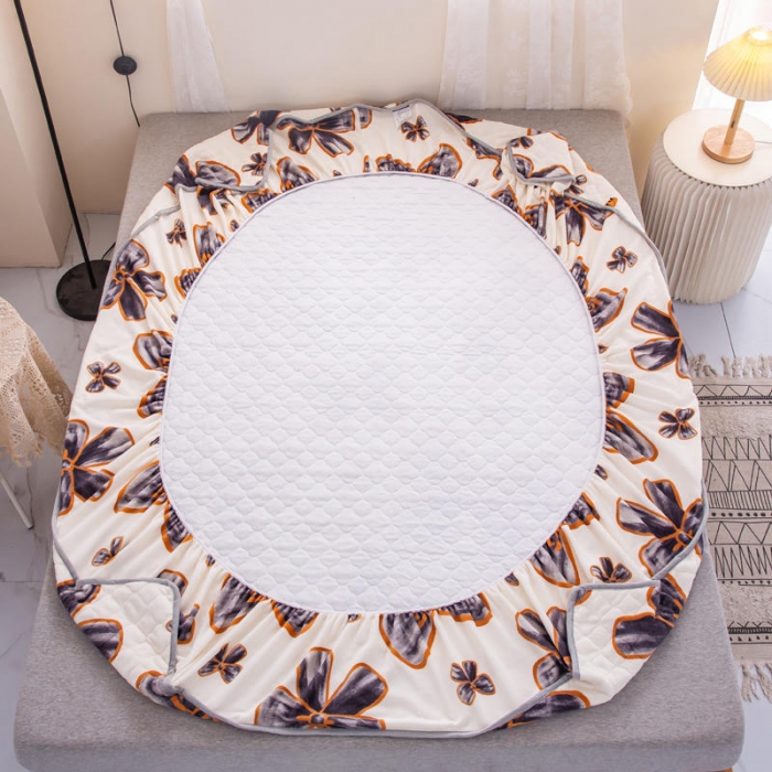 91家纺网 家纺一手货源 找家纺 小虾米 2022新款大床牛奶绒夹棉床笠 蝶恋花