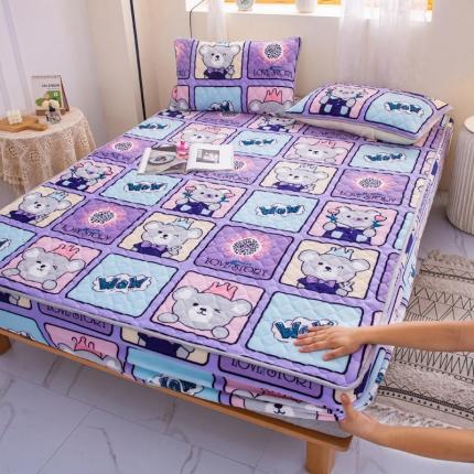 小虾米 2022新款大床牛奶绒夹棉床笠 皇冠熊