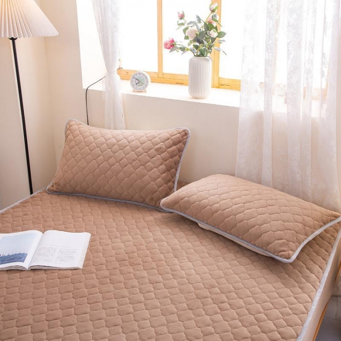 91家纺网 家纺一手货源 找家纺 小虾米 2022新款大床牛奶绒夹棉床笠 咖啡