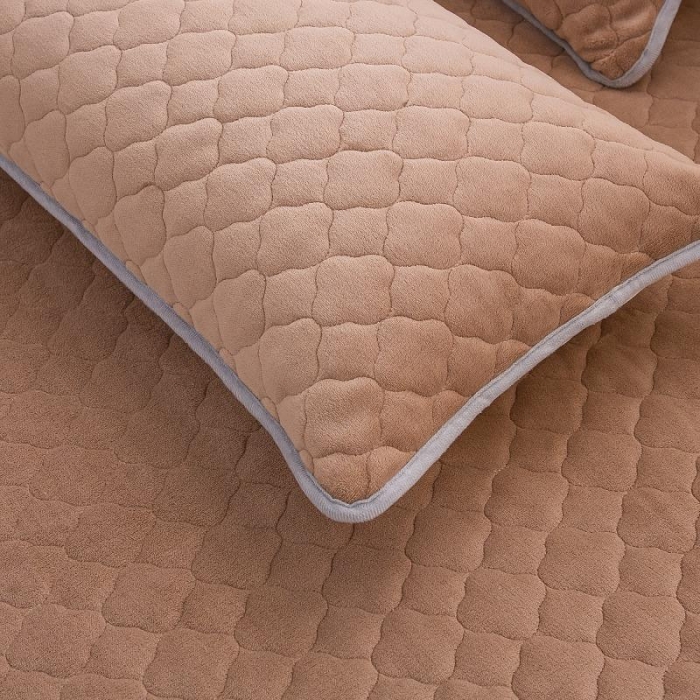 91家纺网 家纺一手货源 找家纺 小虾米 2022新款大床牛奶绒夹棉床笠 咖啡