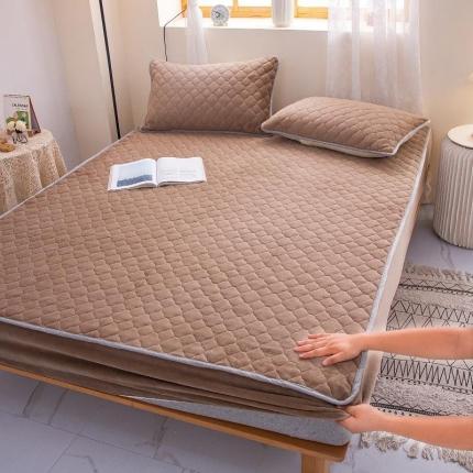 小虾米 2022新款大床牛奶绒夹棉床笠 咖啡