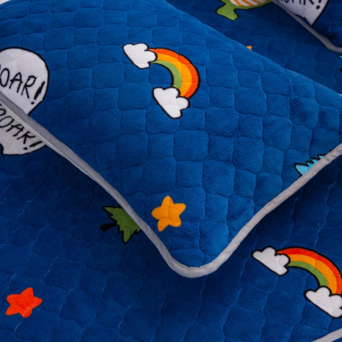 91家纺网 家纺一手货源 找家纺 小虾米 2022新款大床牛奶绒夹棉床笠 恐龙乐园