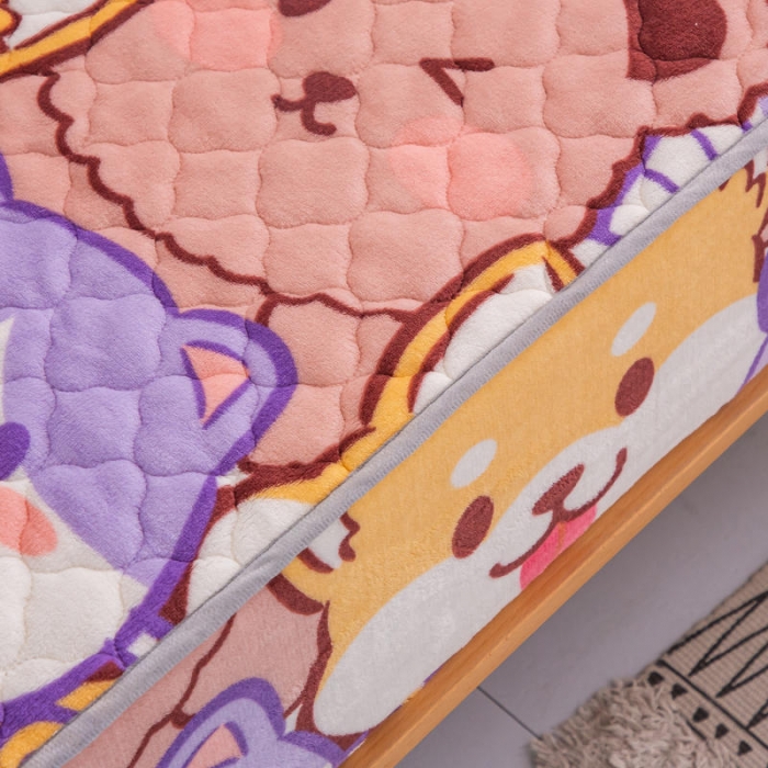 91家纺网 家纺一手货源 找家纺 小虾米 2022新款大床牛奶绒夹棉床笠 萌犬