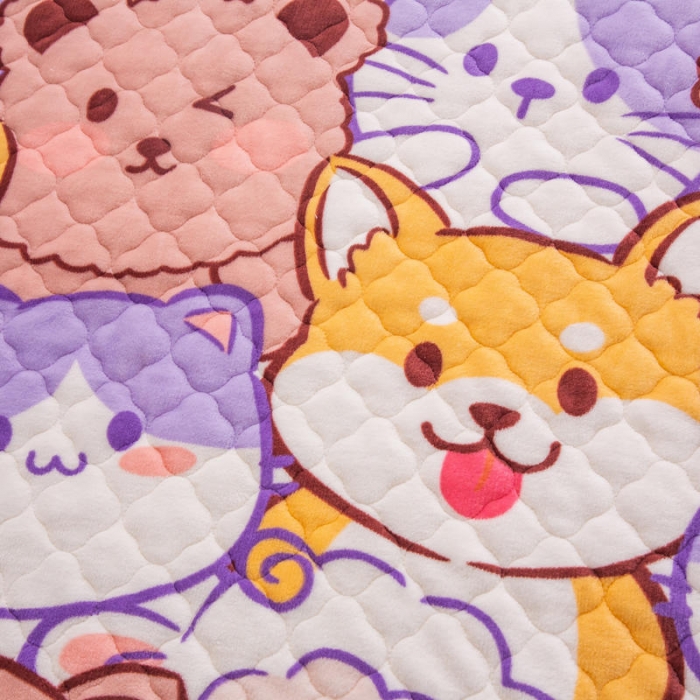 91家纺网 家纺一手货源 找家纺 小虾米 2022新款大床牛奶绒夹棉床笠 萌犬