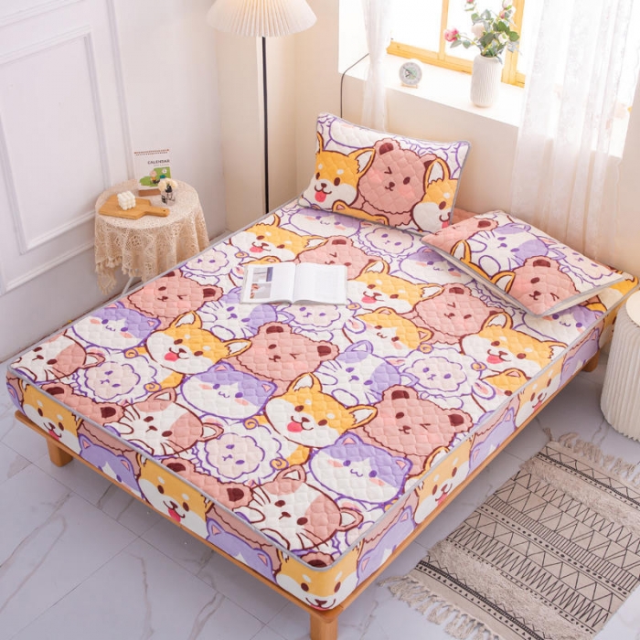 91家纺网 家纺一手货源 找家纺 小虾米 2022新款大床牛奶绒夹棉床笠 萌犬